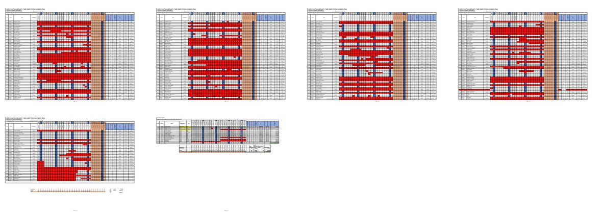 Anonymized spreadsheet timesheet preview